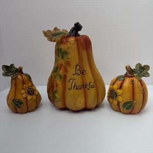 " Be Thankful " Decorative Pumpkin Set Of‎ 3 , Thanksgiving, Fall, Decoration